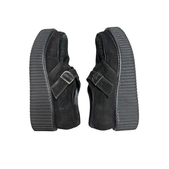 Demonia Creeper Black Faux Suede Platform Monk Strap Shoes Women 9 Grunge Goth - Picture 6 of 7